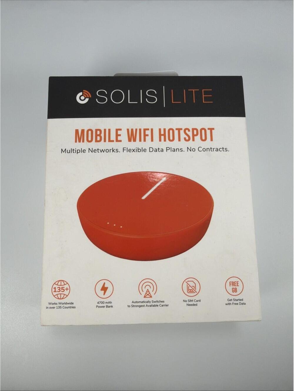 Solis Lite Mobile WiFi Hotspot and Power Bank, Orange, 4G LTE